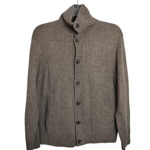 M959) H&M Men's Tan Funnel Neck Wool Blend Knitted Regular Fit Cardigan Medium